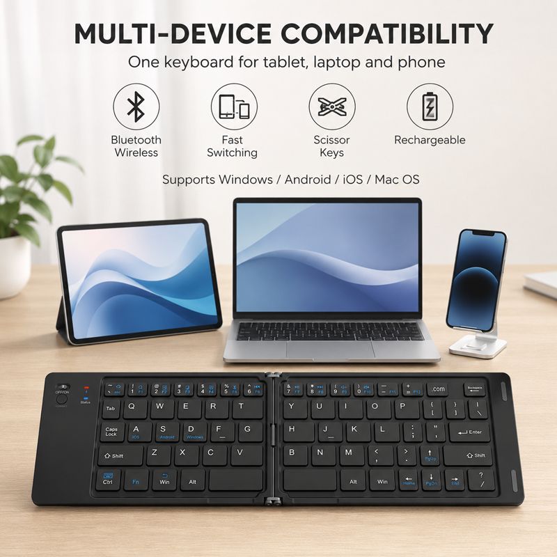 XTSTAR K023 Foldable Wireless Keyboard - Foldable Keyboard - XTSTAR