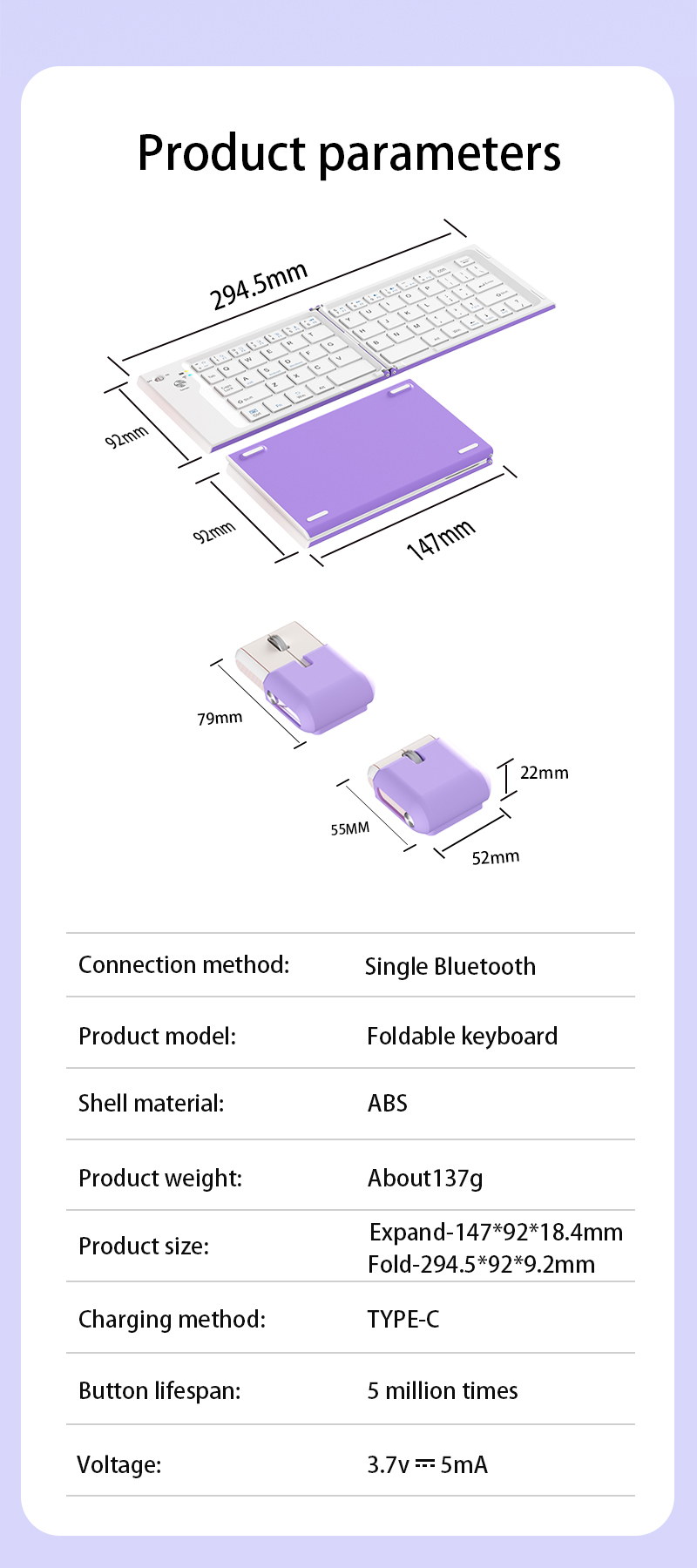 XTSTAR K024 Foldable Wireless Keyboard - product detail 08