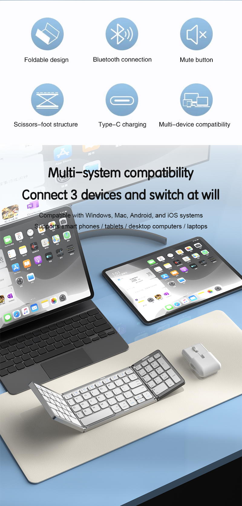 XTSTAR K029+4028 Foldable Keyboard & Mouse Combo - product detail 02